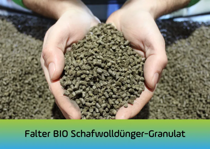 Falter Naturdünger - geschnittene Schafwollpellets - Schafwolldünger-Granulat für den Profi im Bio-Gemüsebau, für Kräutererzeuger und im Zierpflanzenbau